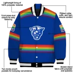 custom georgia state panthers rainbow jersey number blue varsity jacket best selling