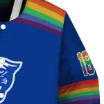 custom georgia state panthers rainbow jersey number blue varsity jacket best selling