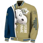 custom georgia tech yellow jackets snoopy head gold varsity jacket best selling