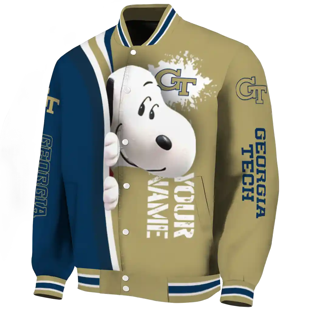 custom georgia tech yellow jackets snoopy head gold varsity jacket best selling custom georgia tech yellow jackets snoopy head gold varsity jacket best selling