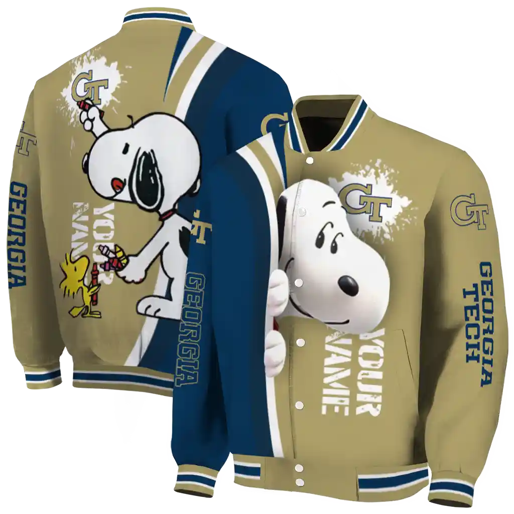 custom georgia tech yellow jackets snoopy head gold varsity jacket fashion forward custom georgia tech yellow jackets snoopy head gold varsity jacket fashion forward