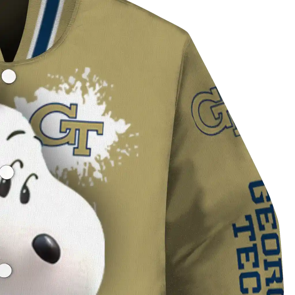 custom georgia tech yellow jackets snoopy head gold varsity jacket premium grade custom georgia tech yellow jackets snoopy head gold varsity jacket premium grade