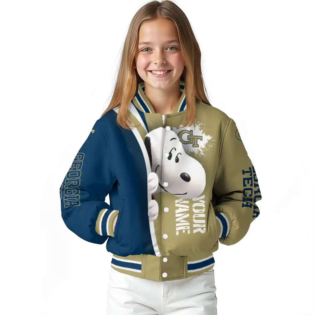 custom georgia tech yellow jackets snoopy head gold varsity jacket top rated custom georgia tech yellow jackets snoopy head gold varsity jacket top rated