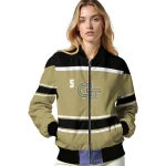 custom georgia tech yellow jackets stripe statement gold black bomber jacket best selling