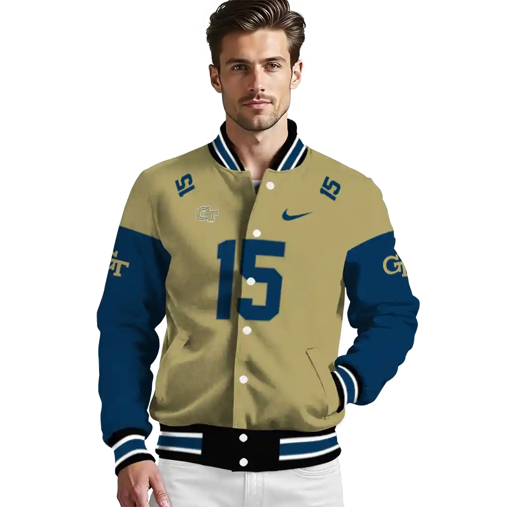 custom georgia tech yellow jackets team patch gold varsity jacket high quality custom georgia tech yellow jackets team patch gold varsity jacket high quality