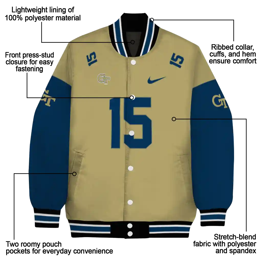 custom georgia tech yellow jackets team patch gold varsity jacket new arrival custom georgia tech yellow jackets team patch gold varsity jacket new arrival