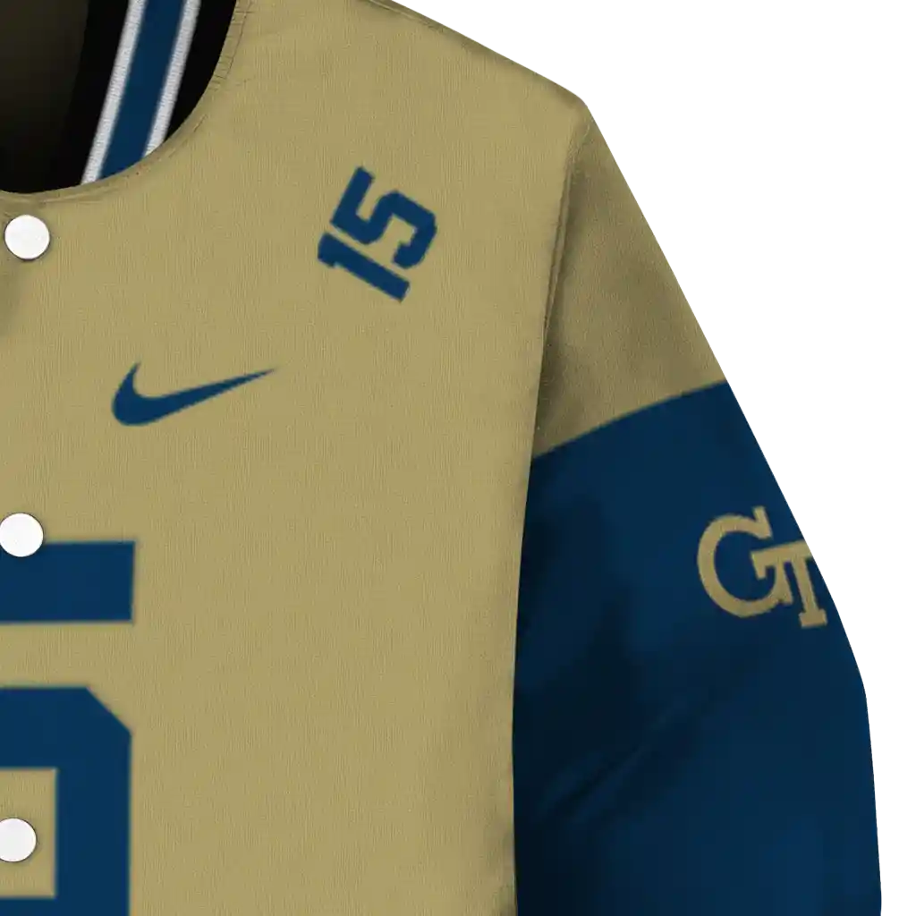 custom georgia tech yellow jackets team patch gold varsity jacket premium grade custom georgia tech yellow jackets team patch gold varsity jacket premium grade