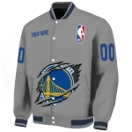 custom golden state warriors claw accent grey varsity jacket best selling