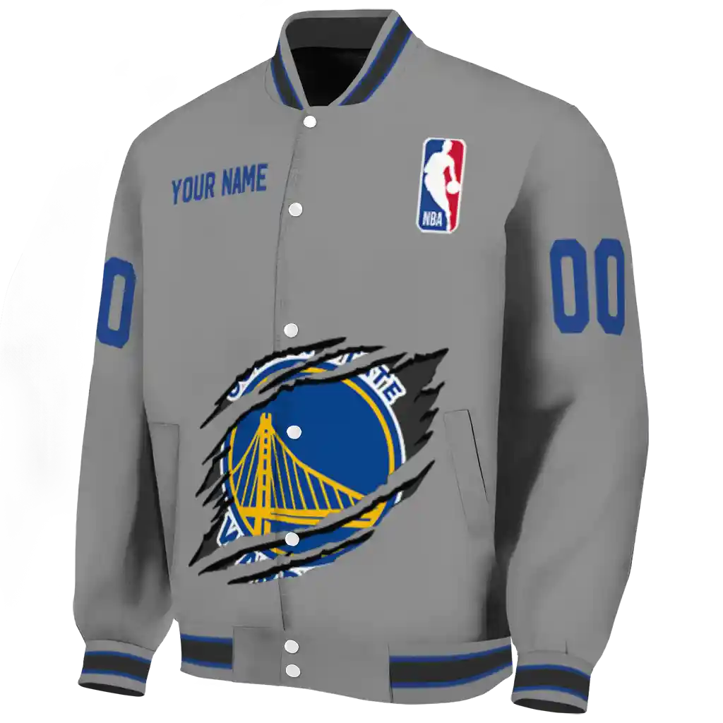 custom golden state warriors claw accent grey varsity jacket best selling custom golden state warriors claw accent grey varsity jacket best selling