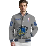 custom golden state warriors claw accent grey varsity jacket best selling
