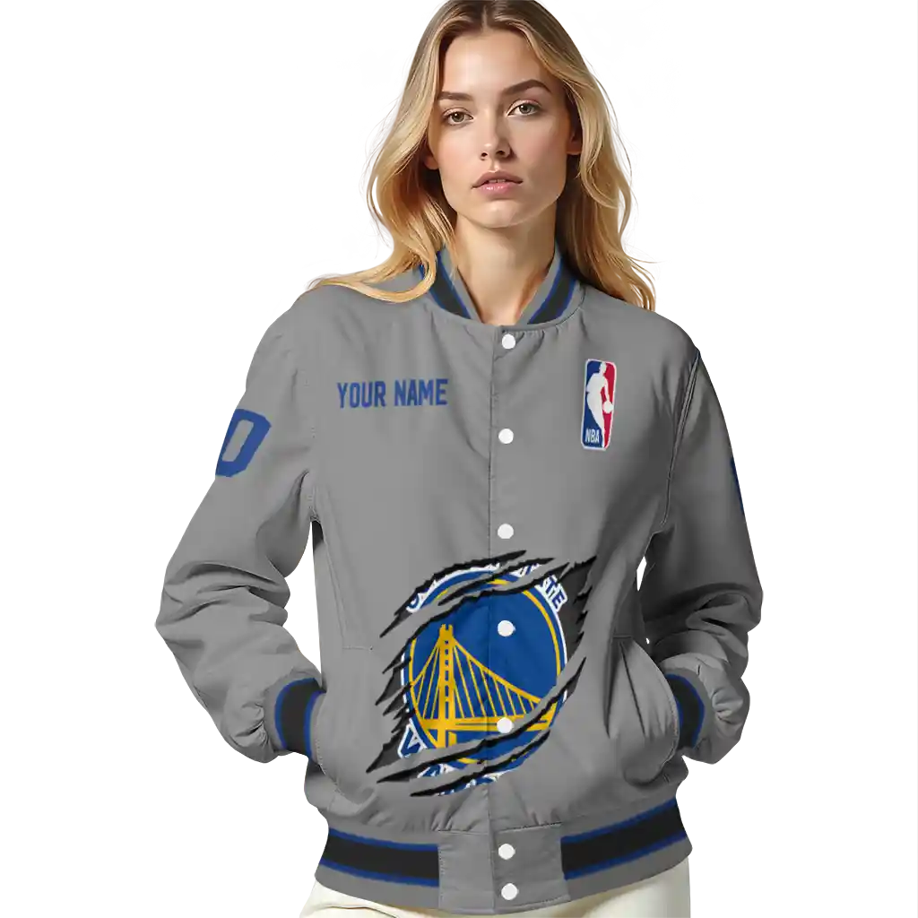 custom golden state warriors claw accent grey varsity jacket latest model custom golden state warriors claw accent grey varsity jacket latest model