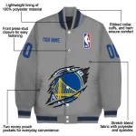 custom golden state warriors claw accent grey varsity jacket best selling