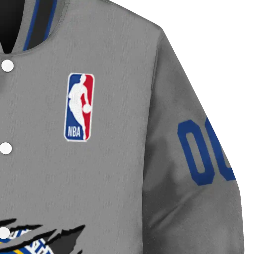 custom golden state warriors claw accent grey varsity jacket premium grade custom golden state warriors claw accent grey varsity jacket premium grade