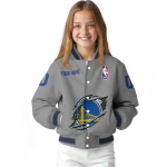custom golden state warriors claw accent grey varsity jacket best selling