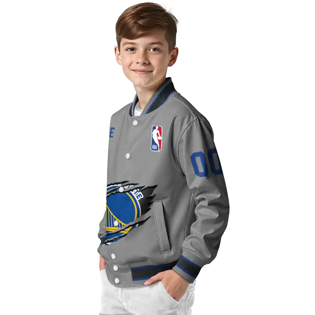 custom golden state warriors claw accent grey varsity jacket trendy custom golden state warriors claw accent grey varsity jacket trendy
