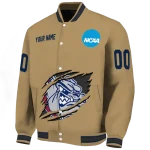 custom gonzaga bulldogs claw effect beige varsity jacket best selling