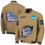 custom gonzaga bulldogs claw effect beige varsity jacket best selling