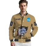 custom gonzaga bulldogs claw effect beige varsity jacket best selling