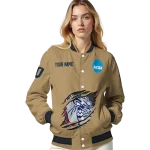 custom gonzaga bulldogs claw effect beige varsity jacket best selling
