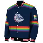 custom gonzaga bulldogs rainbow jersey number blue varsity jacket best selling
