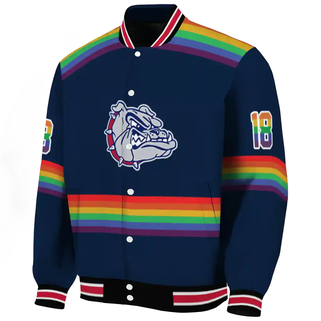 custom gonzaga bulldogs rainbow jersey number blue varsity jacket best selling custom gonzaga bulldogs rainbow jersey number blue varsity jacket best selling