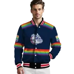 custom gonzaga bulldogs rainbow jersey number blue varsity jacket best selling