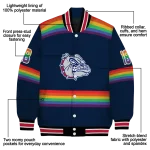 custom gonzaga bulldogs rainbow jersey number blue varsity jacket best selling