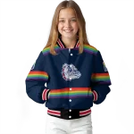 custom gonzaga bulldogs rainbow jersey number blue varsity jacket best selling
