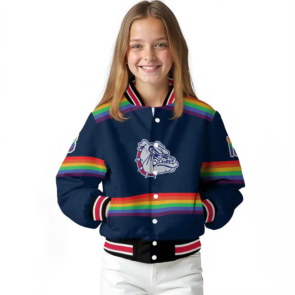 custom gonzaga bulldogs rainbow jersey number blue varsity jacket top rated custom gonzaga bulldogs rainbow jersey number blue varsity jacket top rated