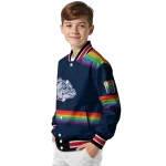 custom gonzaga bulldogs rainbow jersey number blue varsity jacket best selling