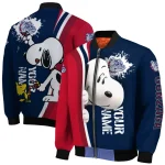 custom gonzaga bulldogs snoopy head blue bomber jacket best selling