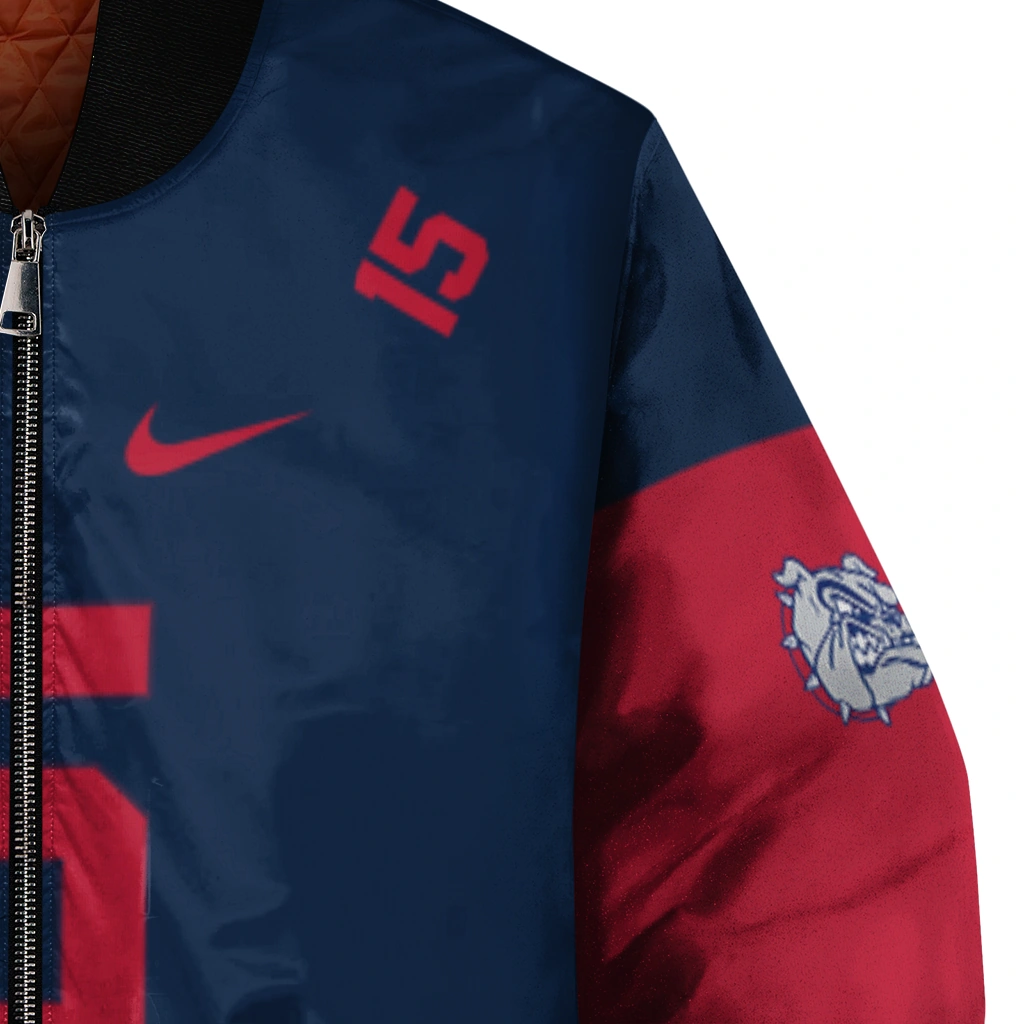 custom gonzaga bulldogs team patch blue bomber jacket premium grade custom gonzaga bulldogs team patch blue bomber jacket premium grade