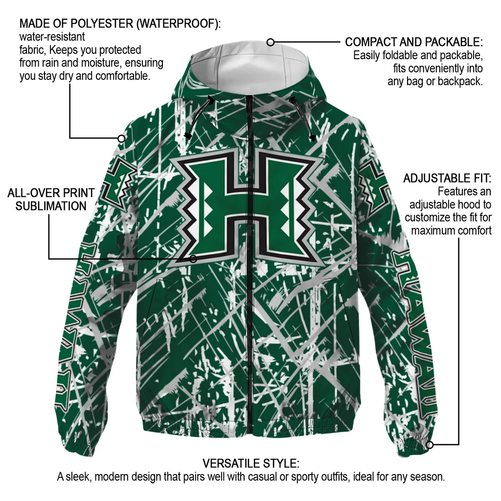 custom hawaii rainbow warriors brushstroke pattern green windbreaker jacket new arrival custom hawaii rainbow warriors brushstroke pattern green windbreaker jacket new arrival