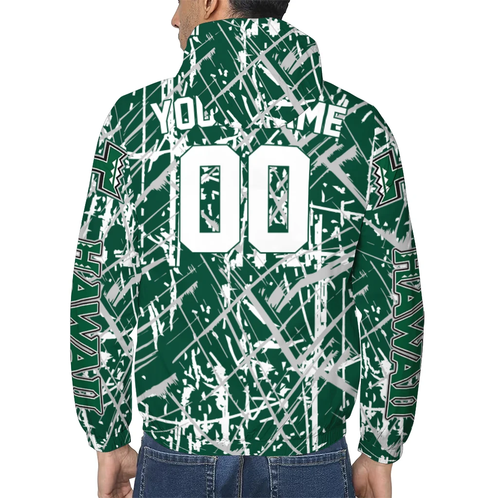 custom hawaii rainbow warriors brushstroke pattern green windbreaker jacket trendy custom hawaii rainbow warriors brushstroke pattern green windbreaker jacket trendy