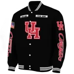 custom houston cougars american flag skull black varsity jacket best selling