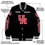 custom houston cougars american flag skull black varsity jacket best selling