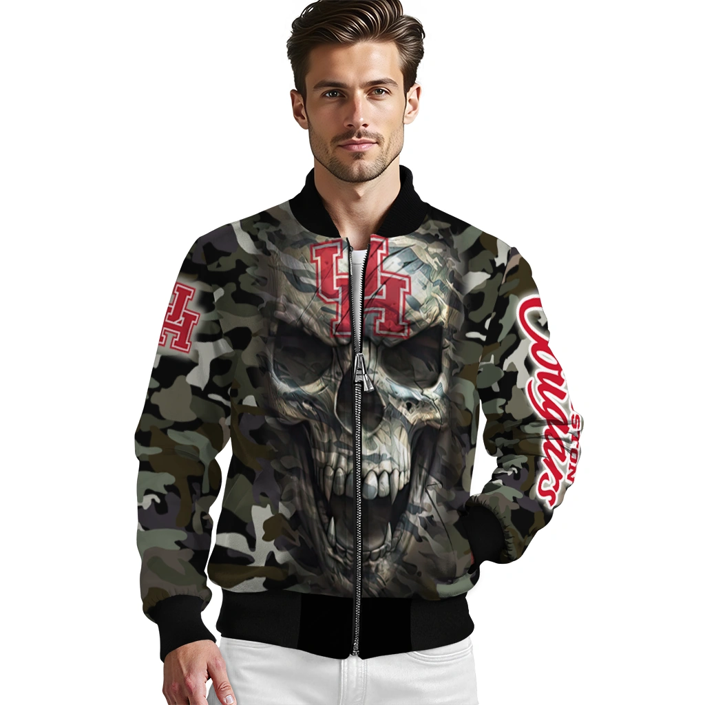 custom houston cougars camouflage skull camouflage bomber jacket high quality custom houston cougars camouflage skull camouflage bomber jacket high quality