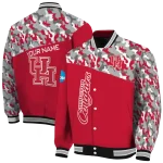 custom houston cougars camouflage splash red varsity jacket best selling