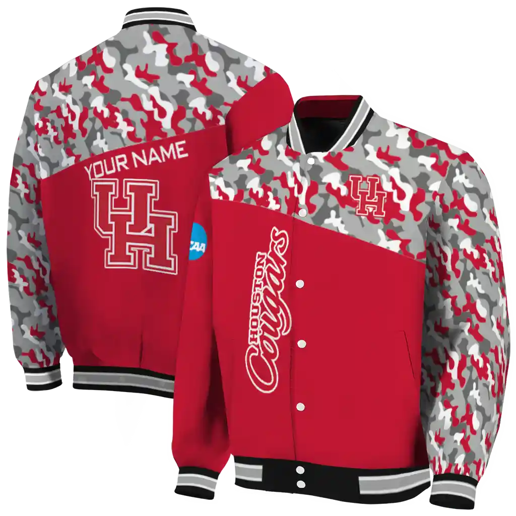 custom houston cougars camouflage splash red varsity jacket fashion forward custom houston cougars camouflage splash red varsity jacket fashion forward