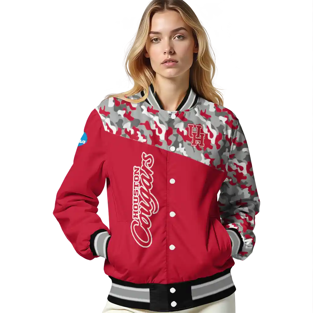 custom houston cougars camouflage splash red varsity jacket latest model custom houston cougars camouflage splash red varsity jacket latest model