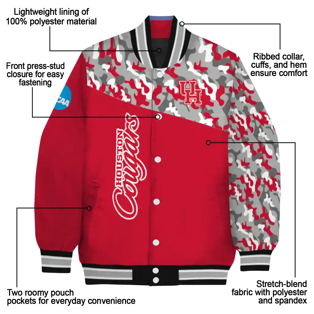 custom houston cougars camouflage splash red varsity jacket new arrival custom houston cougars camouflage splash red varsity jacket new arrival