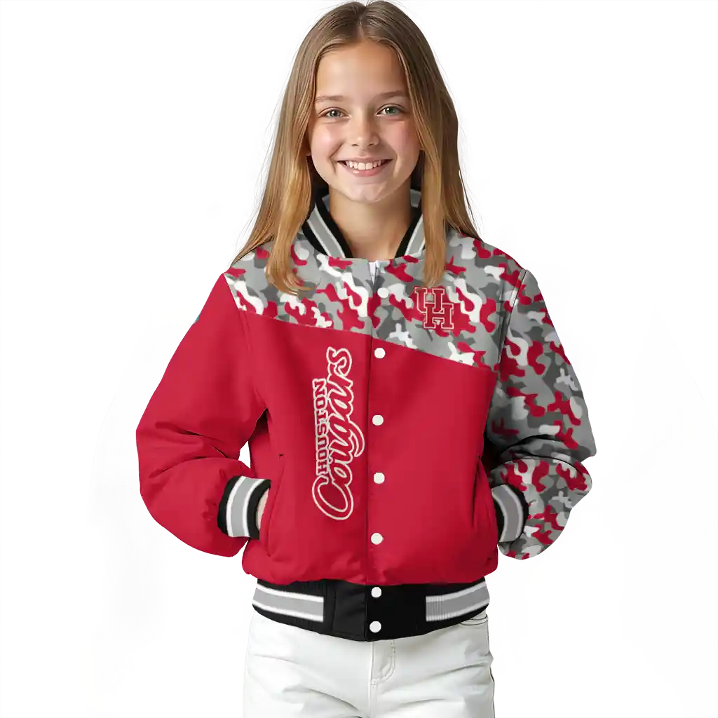 custom houston cougars camouflage splash red varsity jacket top rated custom houston cougars camouflage splash red varsity jacket top rated