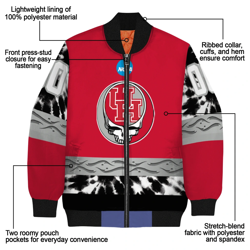 custom houston cougars circle skull red black bomber jacket new arrival custom houston cougars circle skull red black bomber jacket new arrival