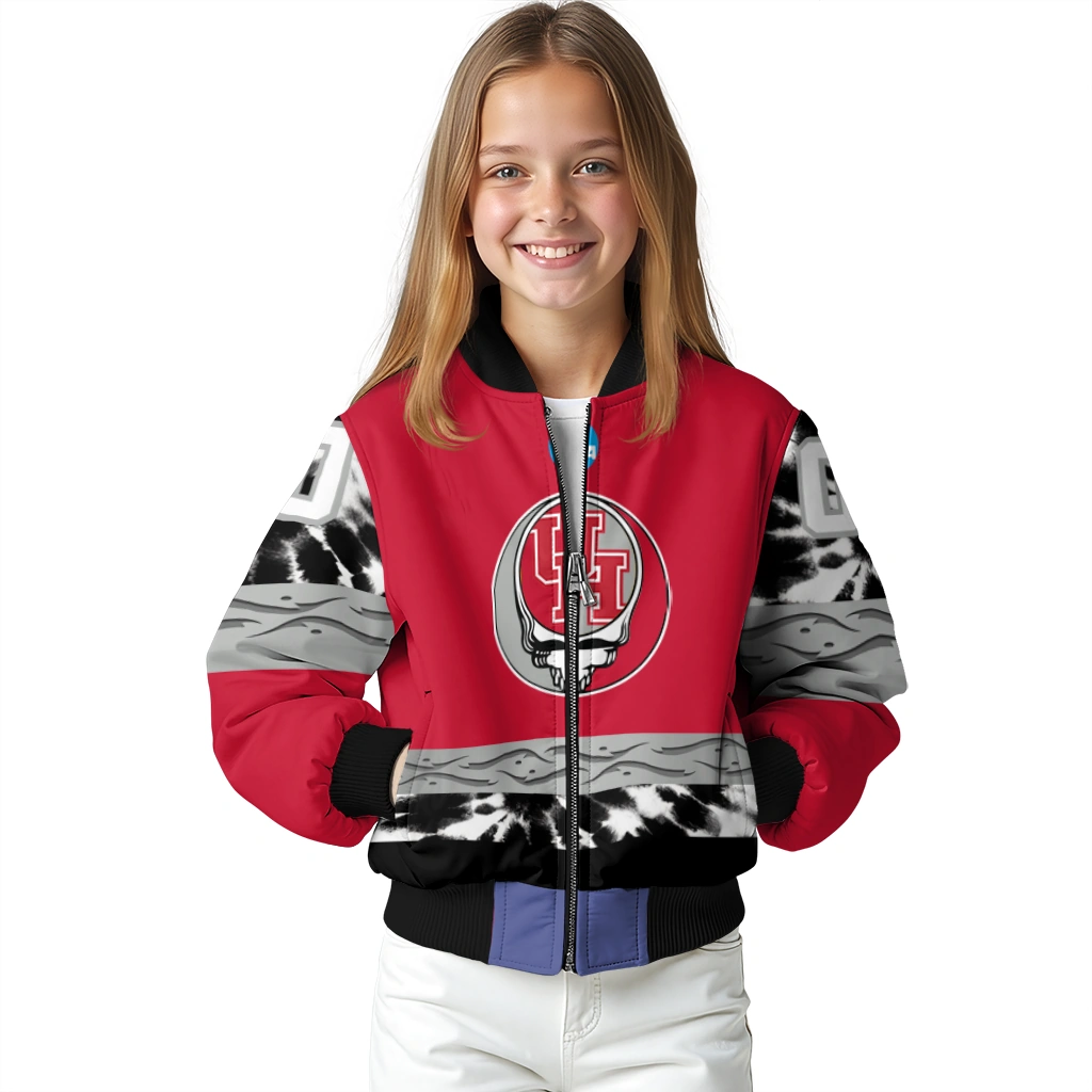 custom houston cougars circle skull red black bomber jacket top rated custom houston cougars circle skull red black bomber jacket top rated