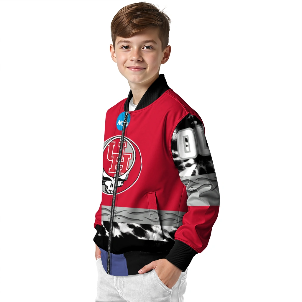 custom houston cougars circle skull red black bomber jacket trendy custom houston cougars circle skull red black bomber jacket trendy