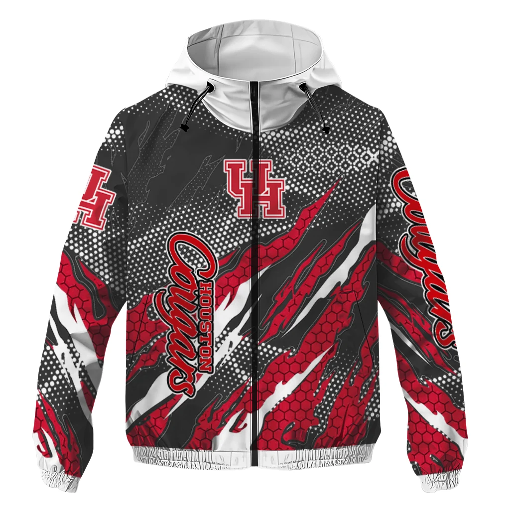 custom houston cougars claw mesh red gray windbreaker jacket best selling custom houston cougars claw mesh red gray windbreaker jacket best selling