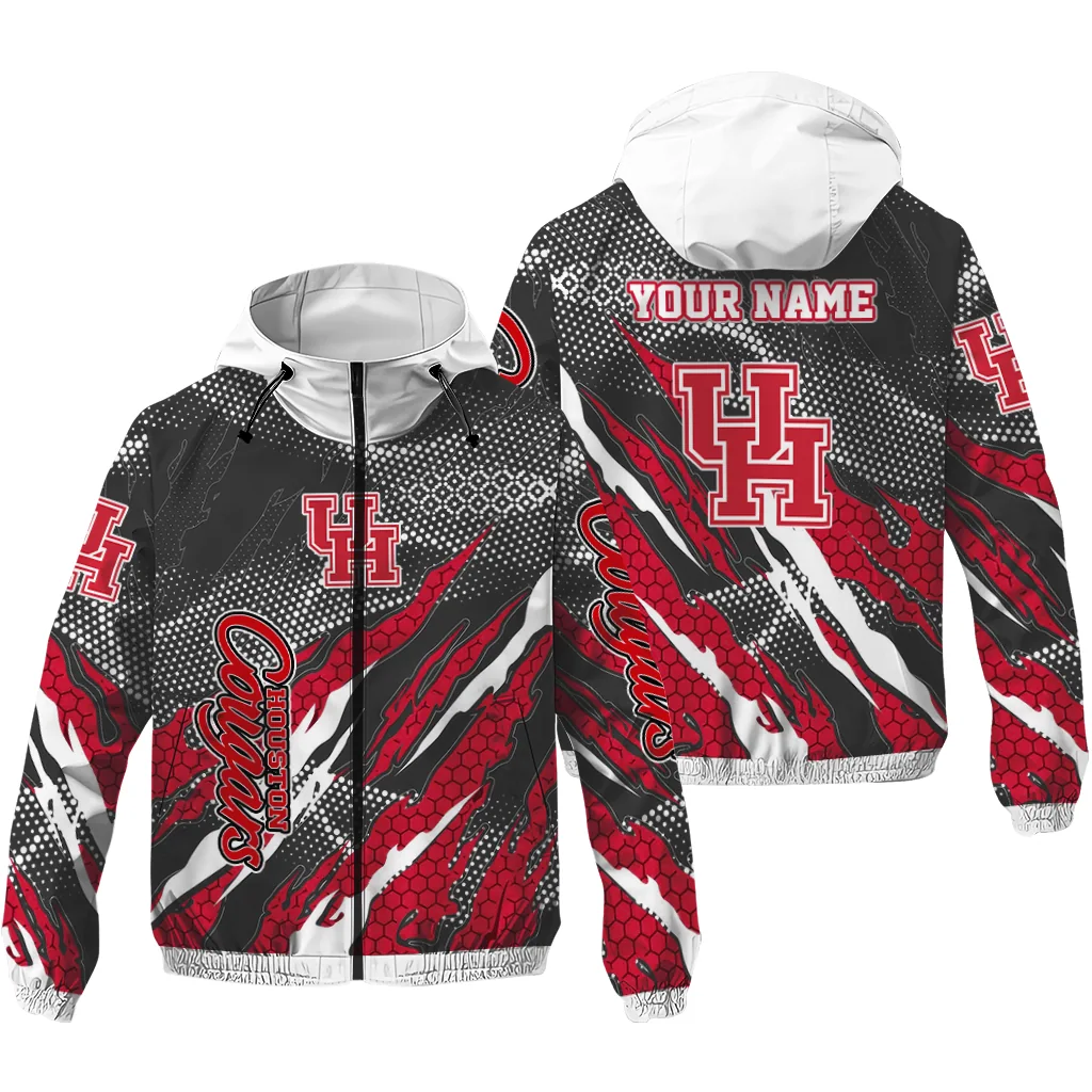 custom houston cougars claw mesh red gray windbreaker jacket high quality custom houston cougars claw mesh red gray windbreaker jacket high quality