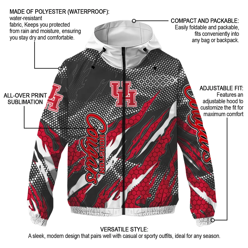 custom houston cougars claw mesh red gray windbreaker jacket new arrival custom houston cougars claw mesh red gray windbreaker jacket new arrival
