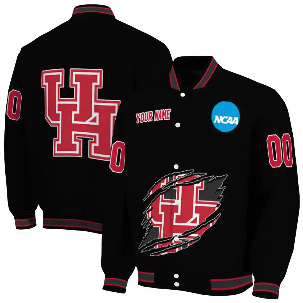 custom houston cougars claw shred black varsity jacket fashion forward custom houston cougars claw shred black varsity jacket fashion forward