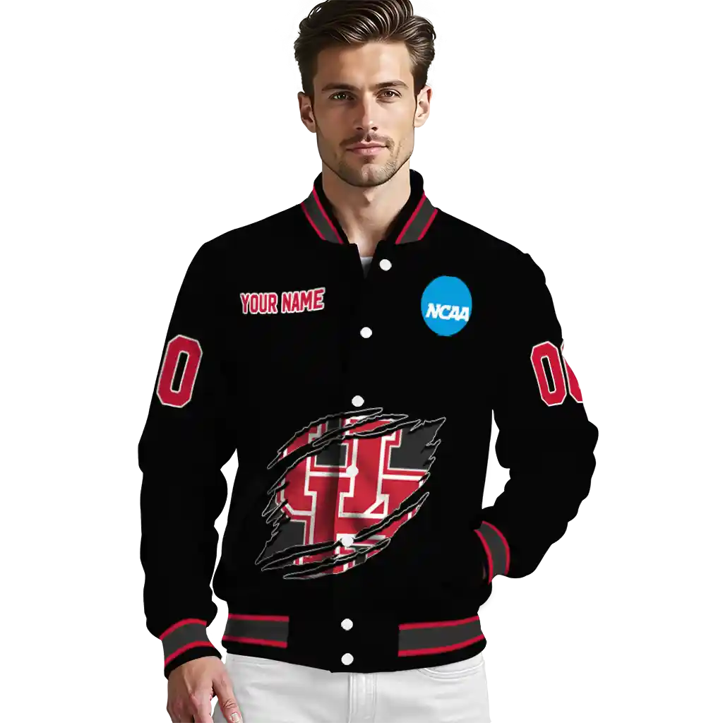 custom houston cougars claw shred black varsity jacket high quality custom houston cougars claw shred black varsity jacket high quality